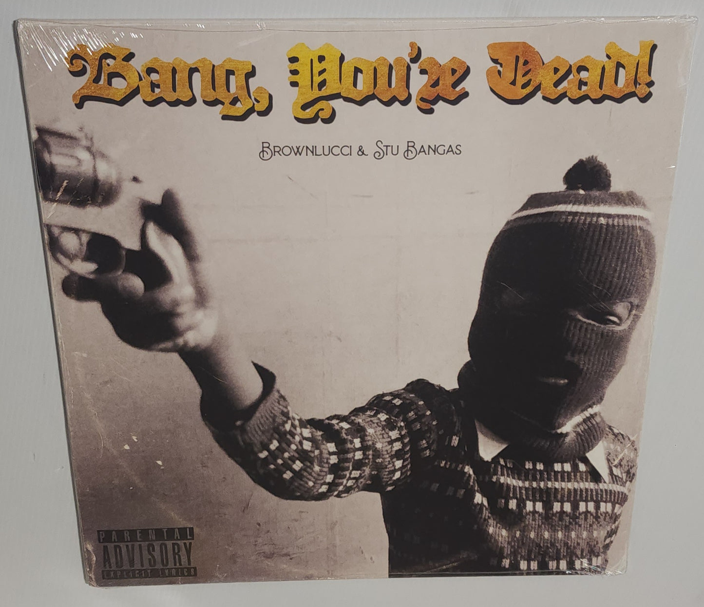 Brownlucci & Stu Bangas – Bang, You're Dead! (2023) (Limited Edition White with Black Splatter Colour Vinyl LP)