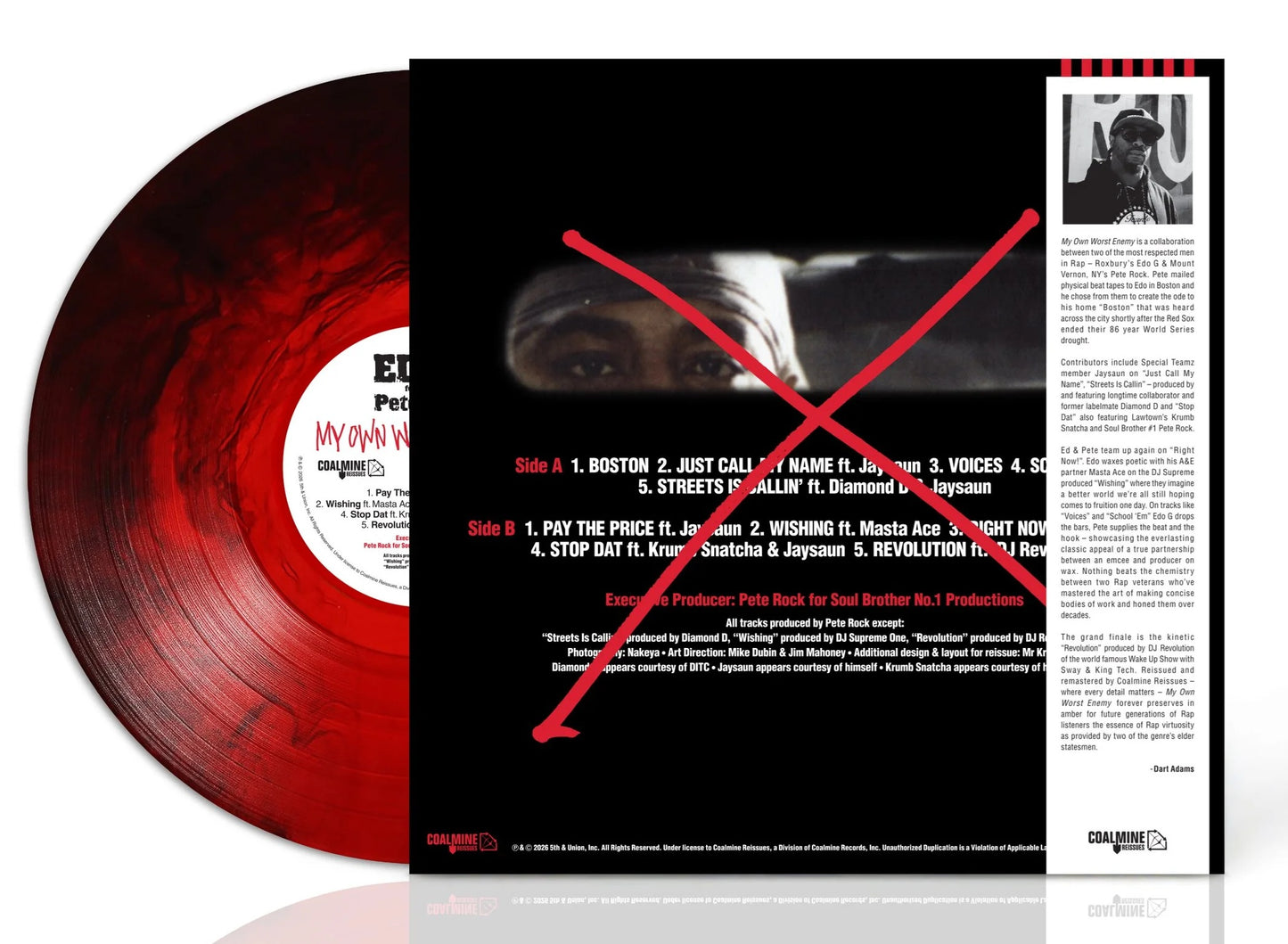 Edo G featuring Pete Rock - My Own Worst Enemy (2026 Reissue) (Limited Edition Roxbury Red Galaxy Colour Vinyl LP with Signed Insert)