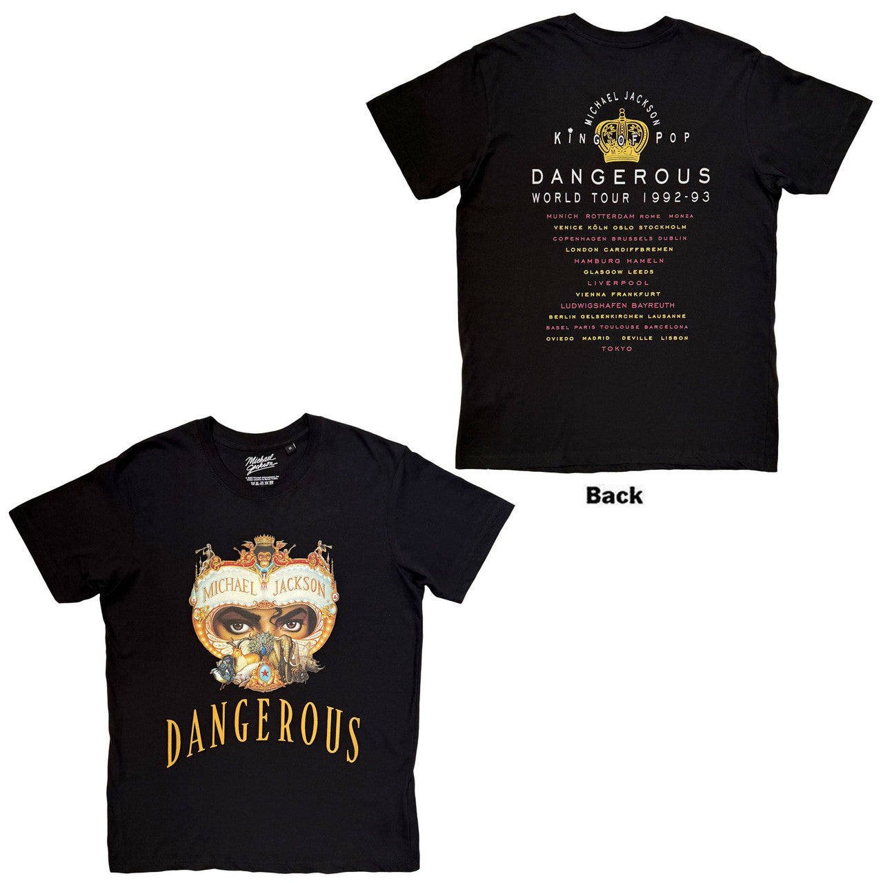 Michael Jackson Unisex T-Shirt: Dangerous World Tour (Black) (with Back Print)