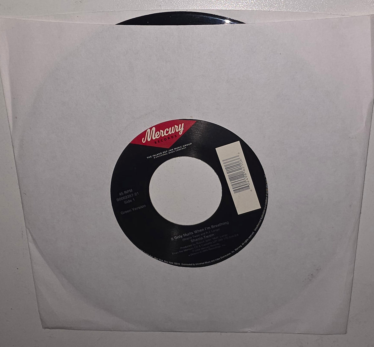 Shania Twain – It Only Hurts When I'm Breathing (2004) (Limited Edition 7" Vinyl Single)