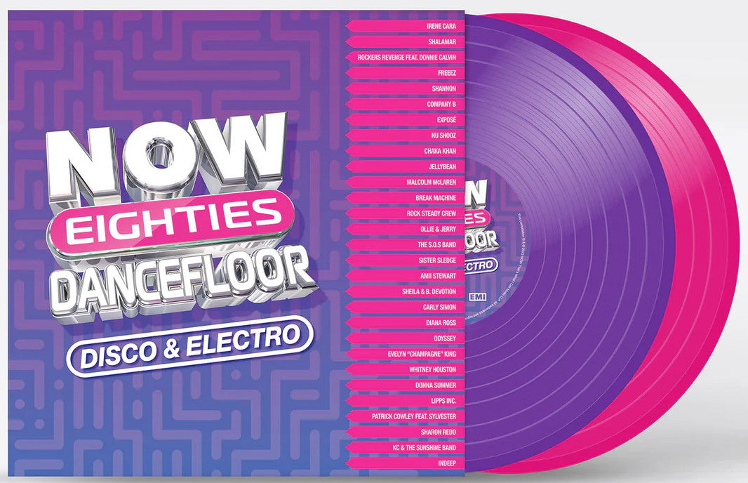 Various Artists – Now Eighties Dancefloor Disco & Electro (2023) (Limited Edition Purple & Pink Colour Vinyl LP)