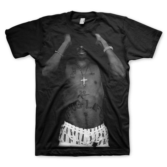 2Pac Chest Tatts Officially Licensed Black T-Shirt