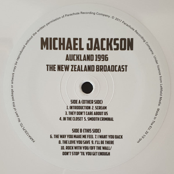 Michael Jackson – Auckland 1996: The New Zealand Broadcast (2017) (Limited Edition White Colour Vinyl LP)