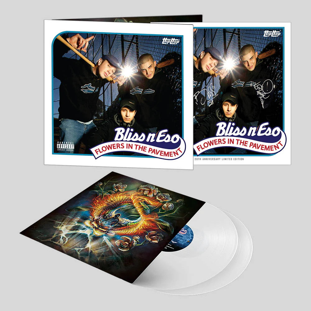 Bliss n Eso ‎– Flowers In The Pavement: 20th Anniversary Edition *Autographed* (2024 Reissue) (Limited Edition White Colour Vinyl LP)