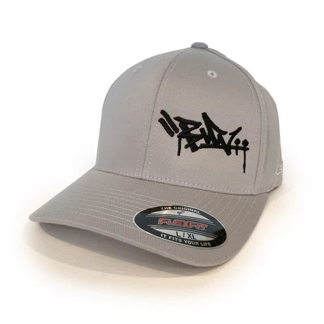Burn City Tag Light Grey Flexfit Embroidered Hat Cap