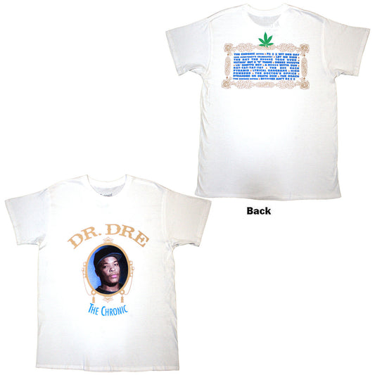 Dr. Dre "The Chronic" with Tracklist Back Print Adult Unisex White T-Shirt