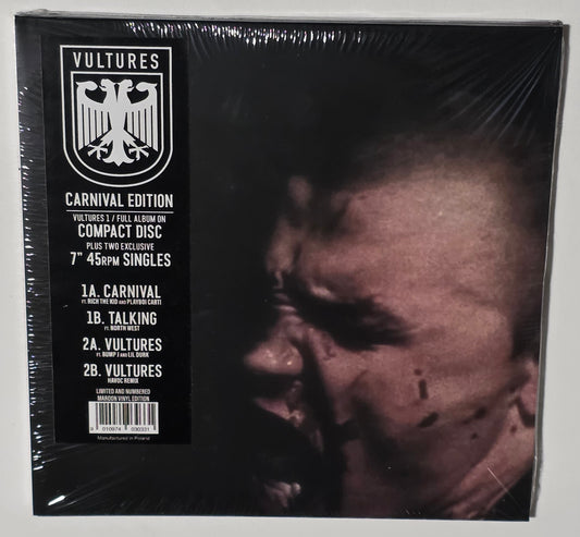 ¥$ (Kanye West & Ty Dolla Sign) - Vultures 1 (Carnival Edition) (2025) (Limited Edition 2x 7" Maroon Colour Vinyl Singles + CD)