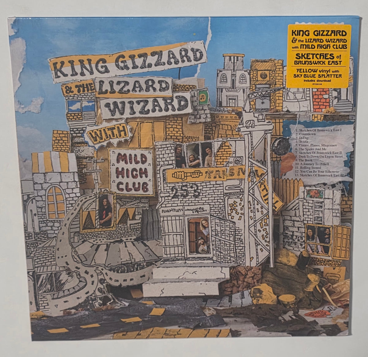 King Gizzard & The Lizard Wizard With Mild High Club – Sketches Of Brunswick East (2022 Reissue) (Limited Edition Yellow w/ Sky Blue Splatter Colour Vinyl LP)