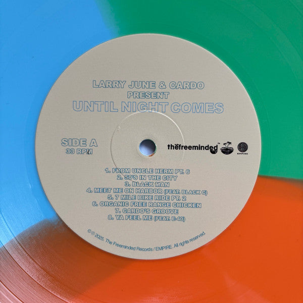 Larry June & Cardo - Until Night Comes (2025) (Limited Edition Green, Blue & Orange Colour Vinyl LP)