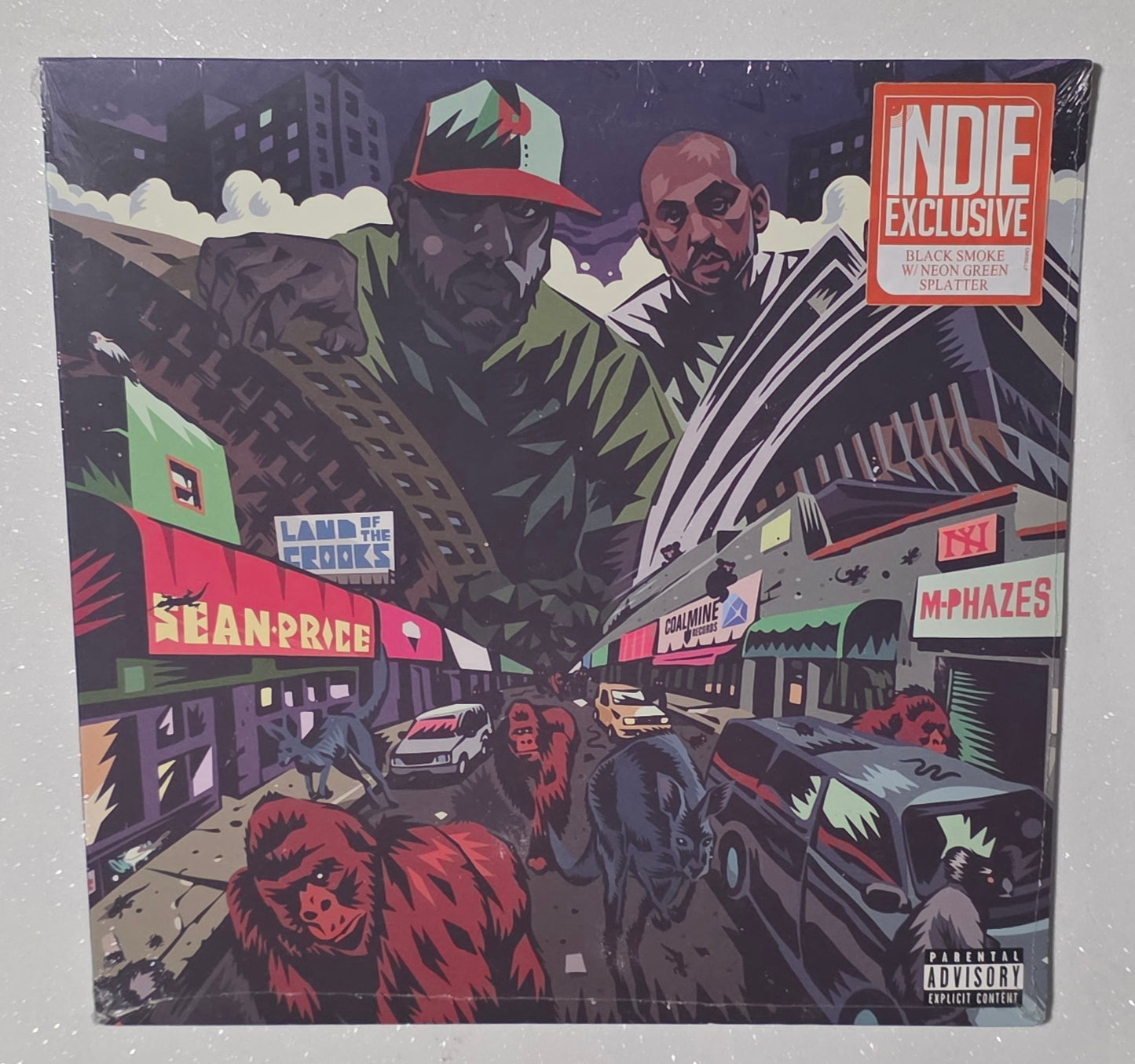 Sean Price & M-Phazes – Land Of The Crooks (2024) (Limited Edition Black Smoke with Green Splatter Colour Vinyl LP)