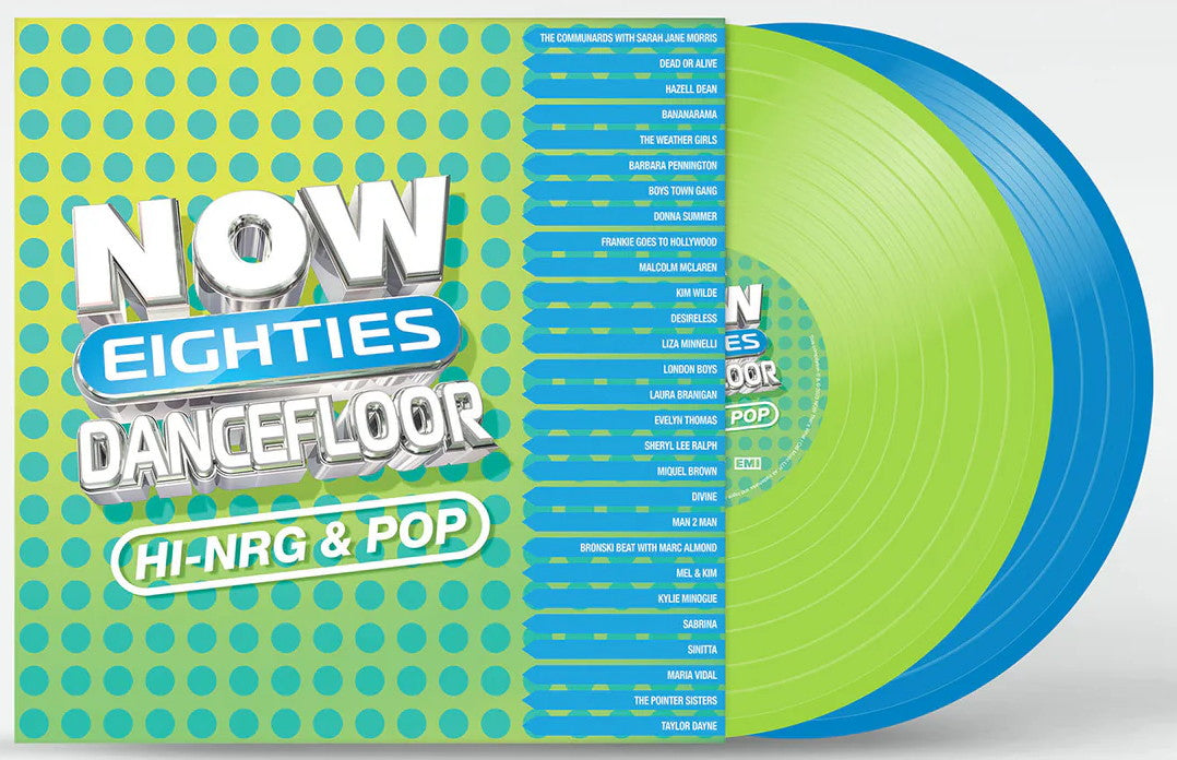 Various Artists – Now Eighties Dancefloor Hi-NRG & Pop (2023) (Limited Edition Lime Green & Blue Colour Vinyl LP)