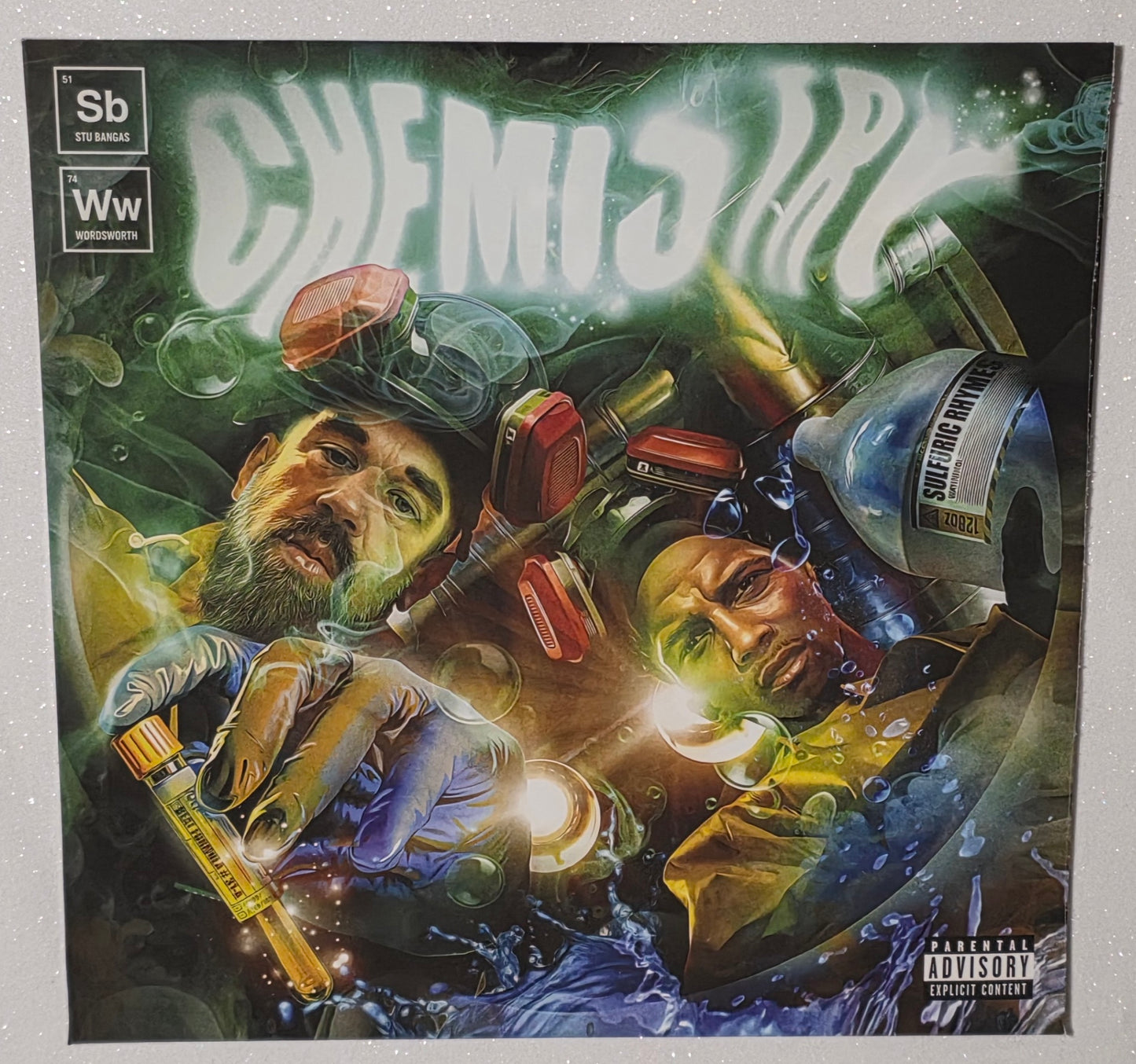 Wordsworth x Stu Bangas - Chemistry (2026) (Limited Edition Clear with Dark Green and Royal Blue Splatter Colour Vinyl LP)
